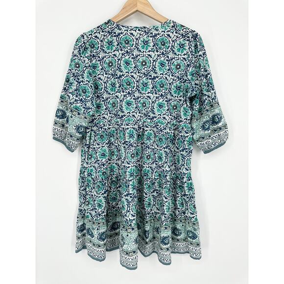 Soft Surroundings Nerissa Mini Dress Floral Midi Printed 3/4 Sleeve Fit & Flare - Picture 10 of 15